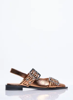 Ganni Feminine Buckle Ballerina Flats