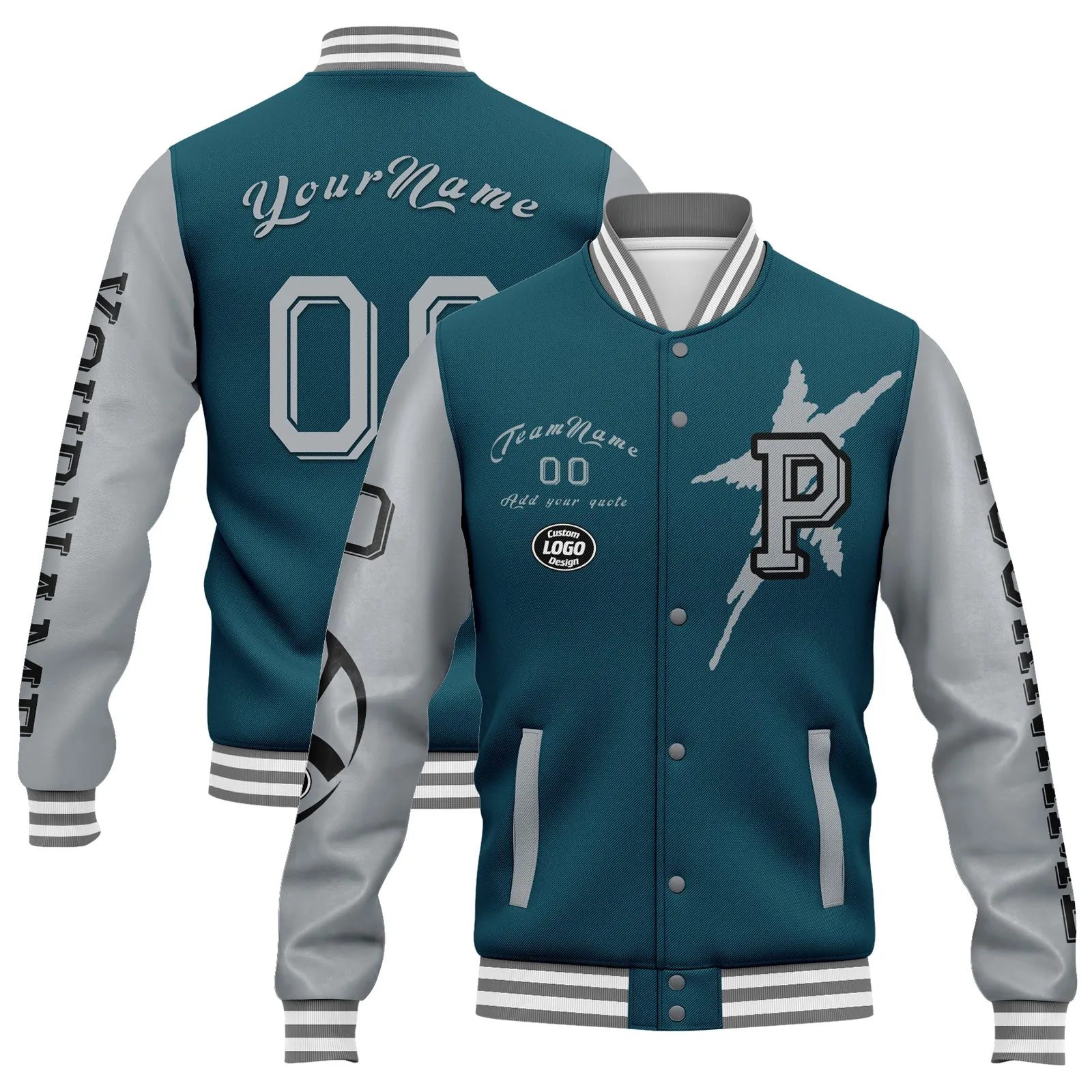 Gift Ideas,Custom Green Gray Black Philadelphia Jacket and Sports Shoes Combo Offer Personalized Combo ZH-D020294-23