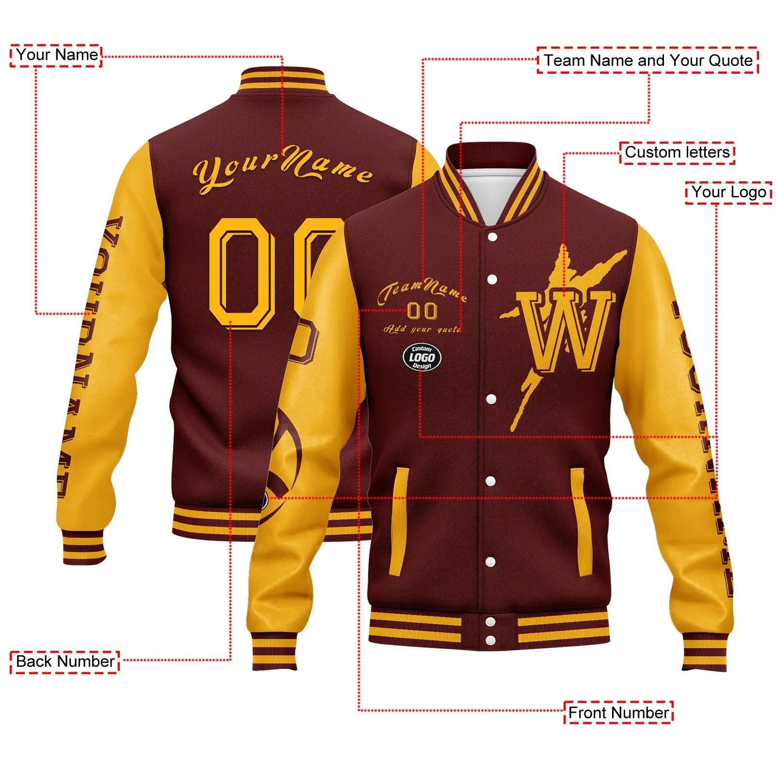 Gift Ideas,Custom Red Yellow Washington Jacket and Sports Shoes Combo Offer Personalized Combo ZH-D020294-31