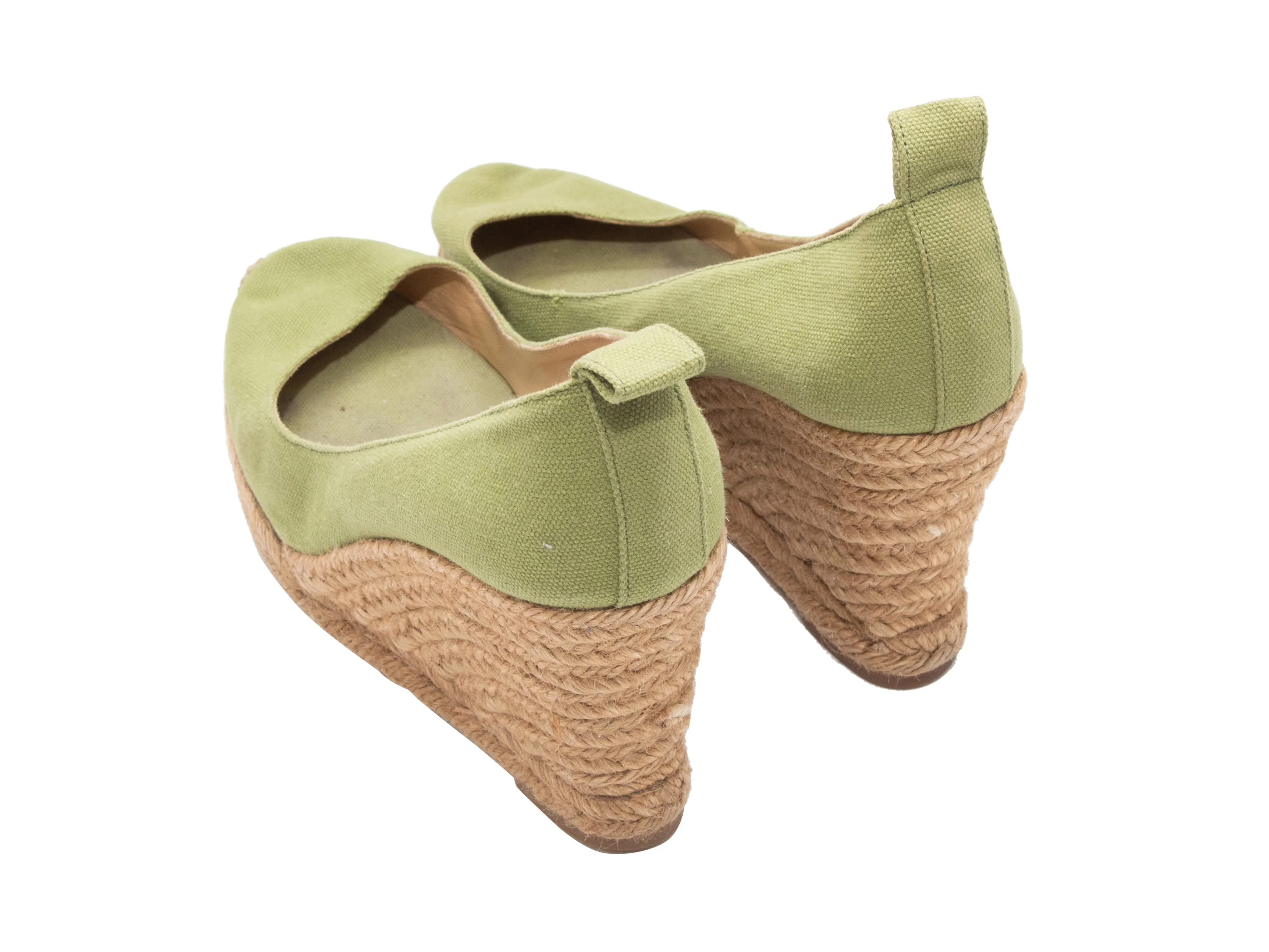 Green & Beige Christian Louboutin Espadrille Wedges Size 37