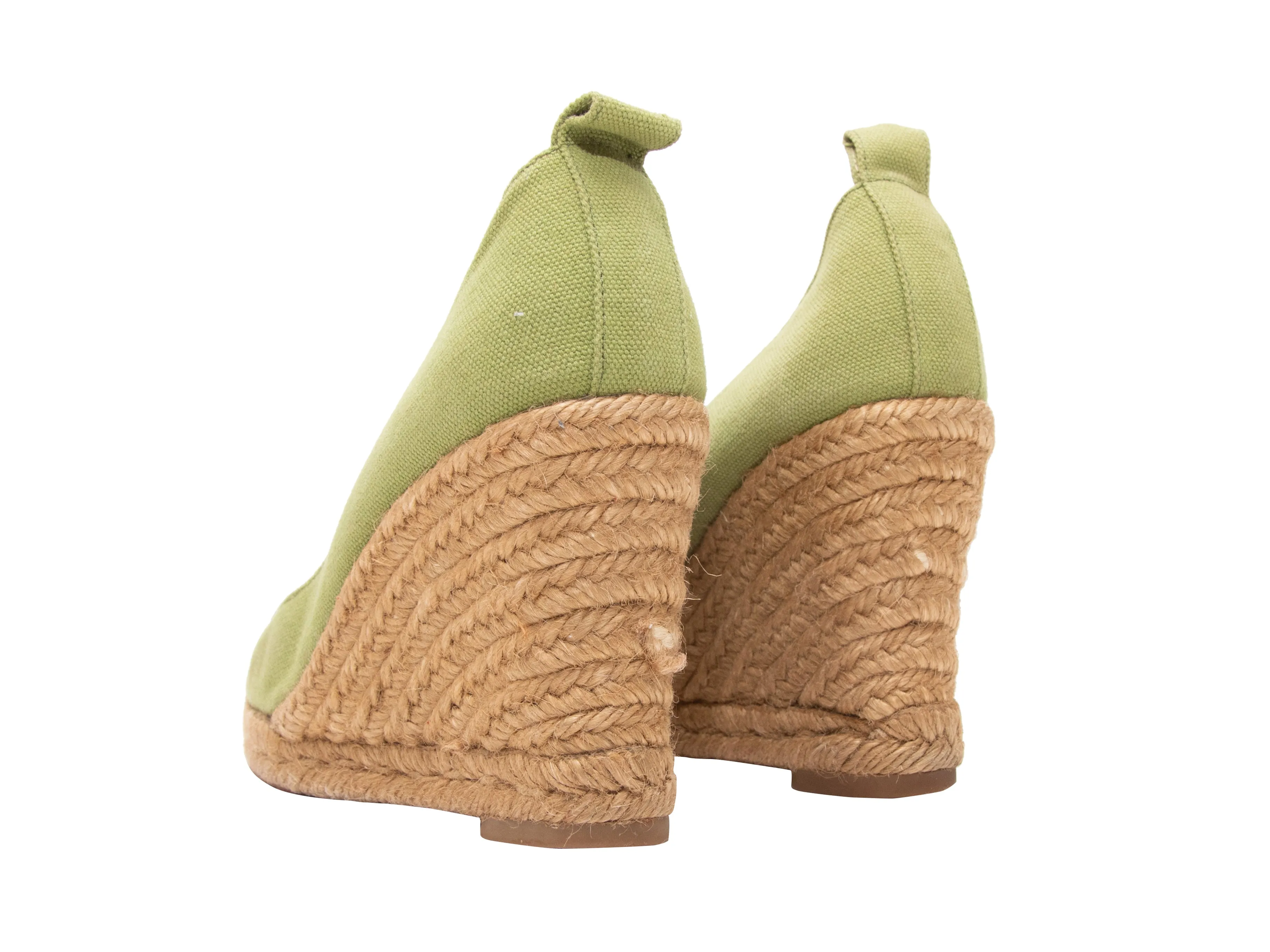 Green & Beige Christian Louboutin Espadrille Wedges Size 37