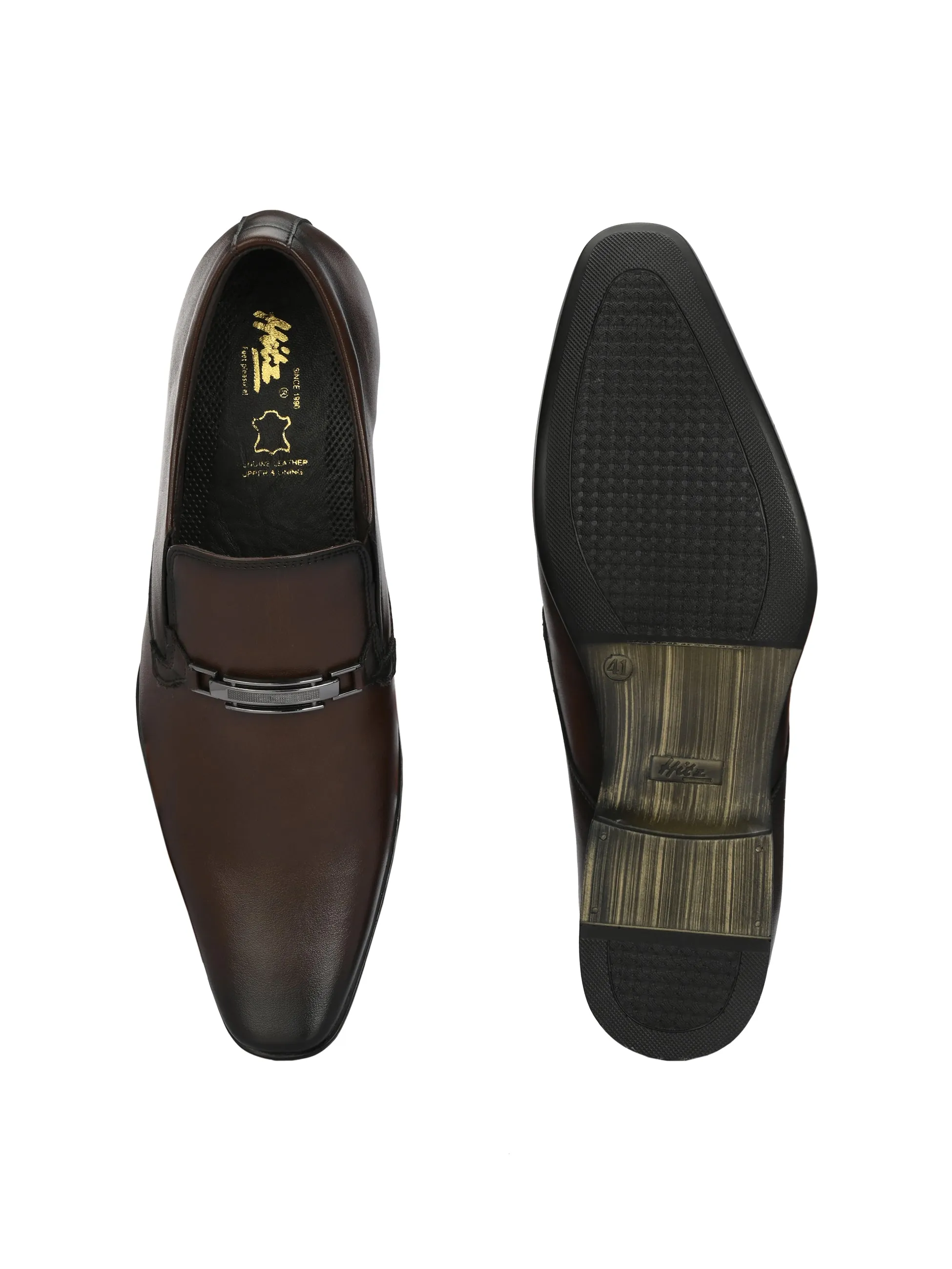 HITZ8914-Men's Brown Formal Slip-On Shoes