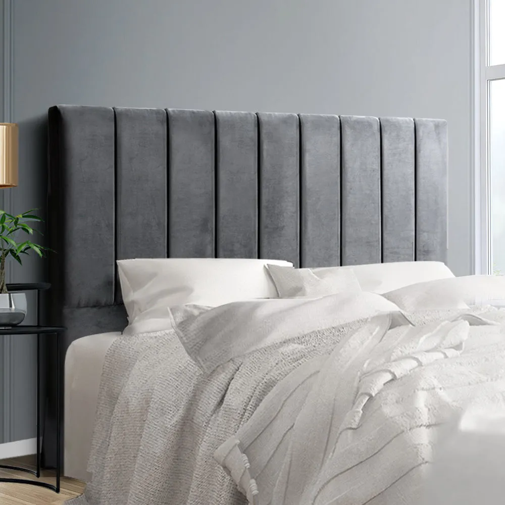 Luxurious Grey Velvet Art Deco Double Bed Headboard - Artiss