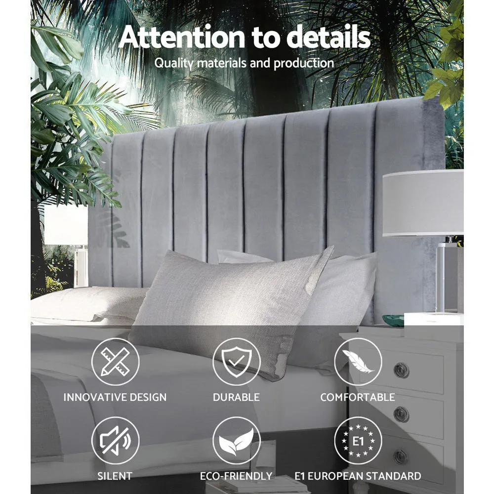Luxurious Grey Velvet Art Deco Double Bed Headboard - Artiss