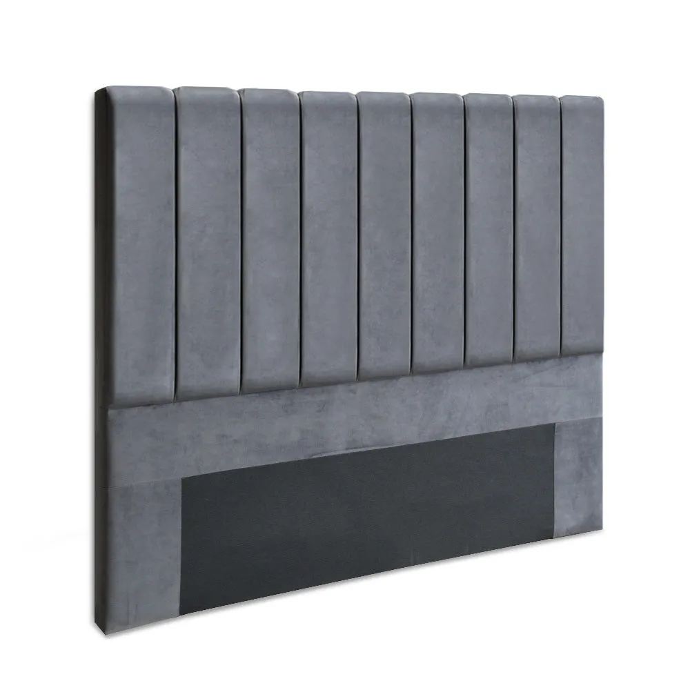 Luxurious Grey Velvet Art Deco Double Bed Headboard - Artiss