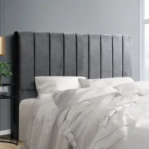 Luxurious Grey Velvet Art Deco Double Bed Headboard - Artiss