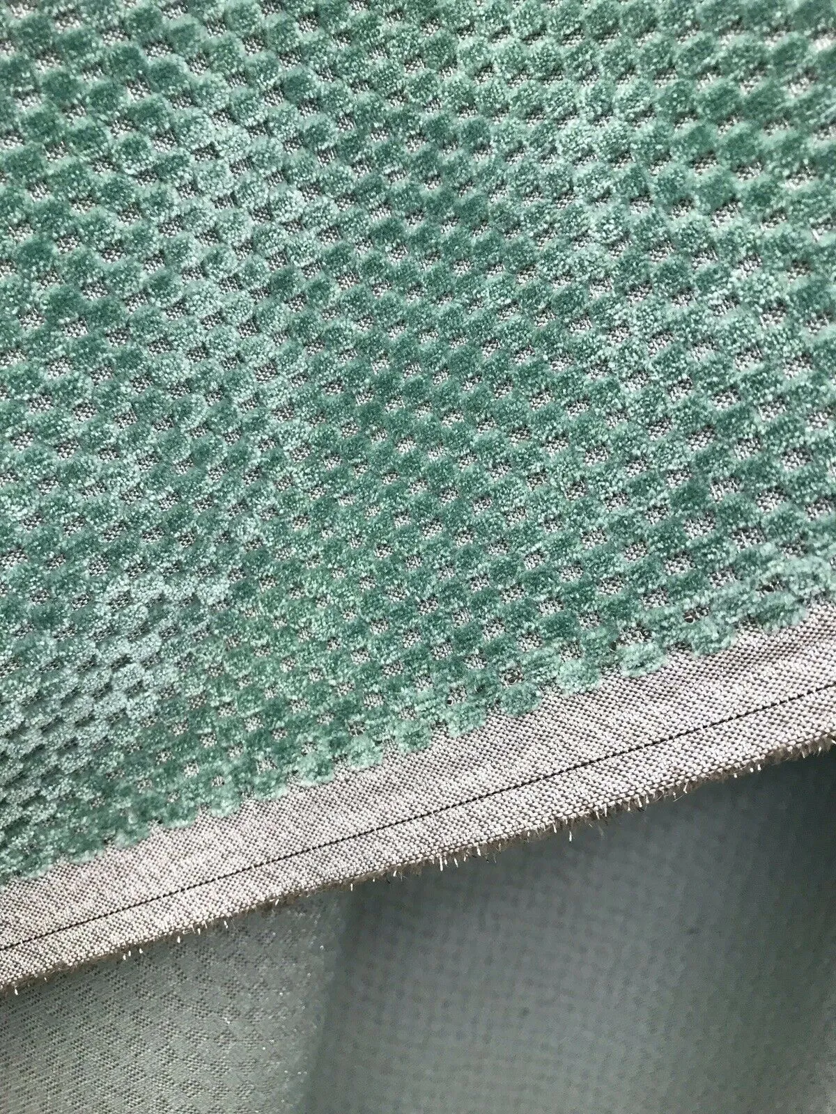 NEW Designer Velvet Checkered Upholstery Fabric - Spearmint Green- By the yard