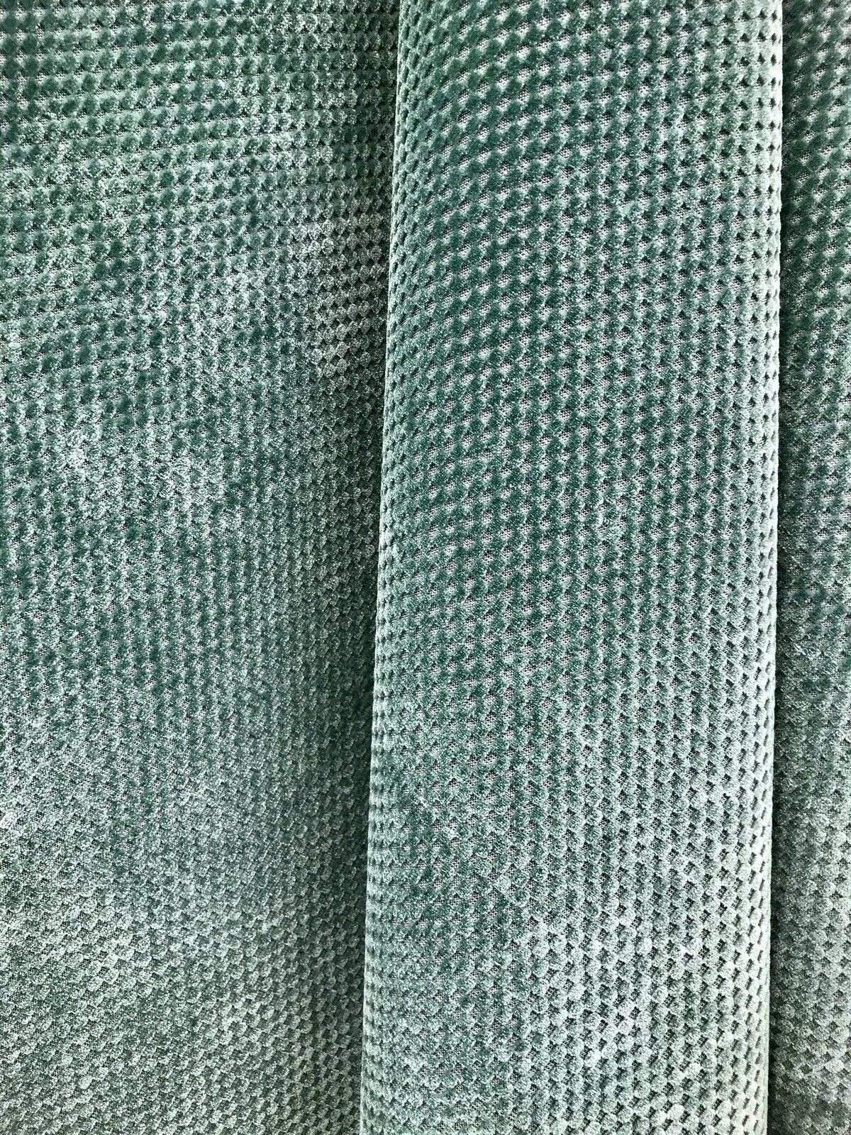 NEW Designer Velvet Checkered Upholstery Fabric - Spearmint Green- By the yard