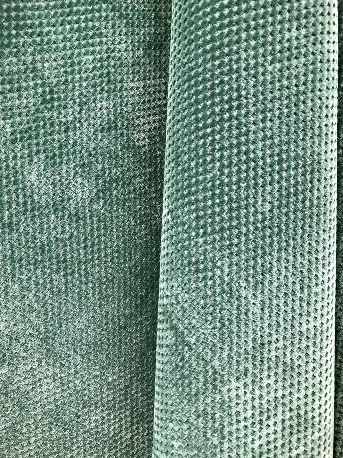 NEW Designer Velvet Checkered Upholstery Fabric - Spearmint Green- By the yard