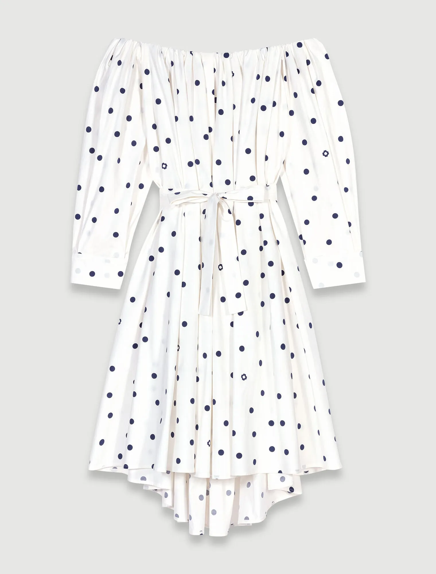 Shirt dress with bardot neckline