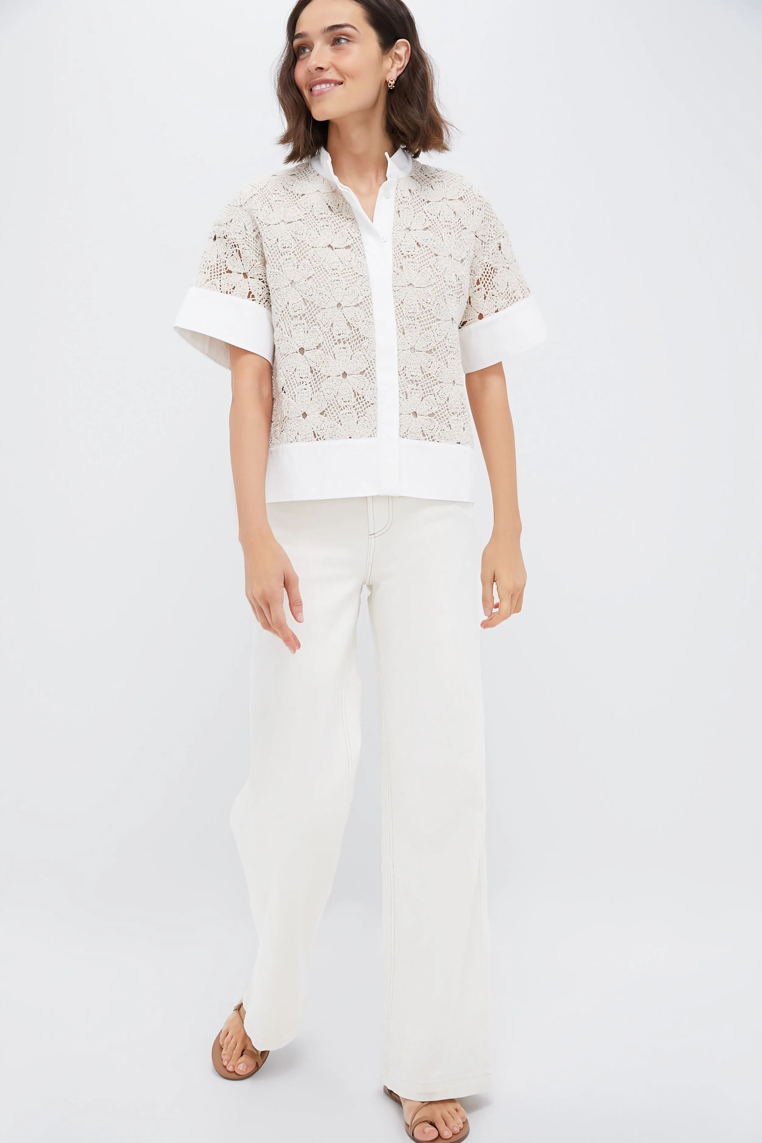 Tan Crochet Sofia Shirt