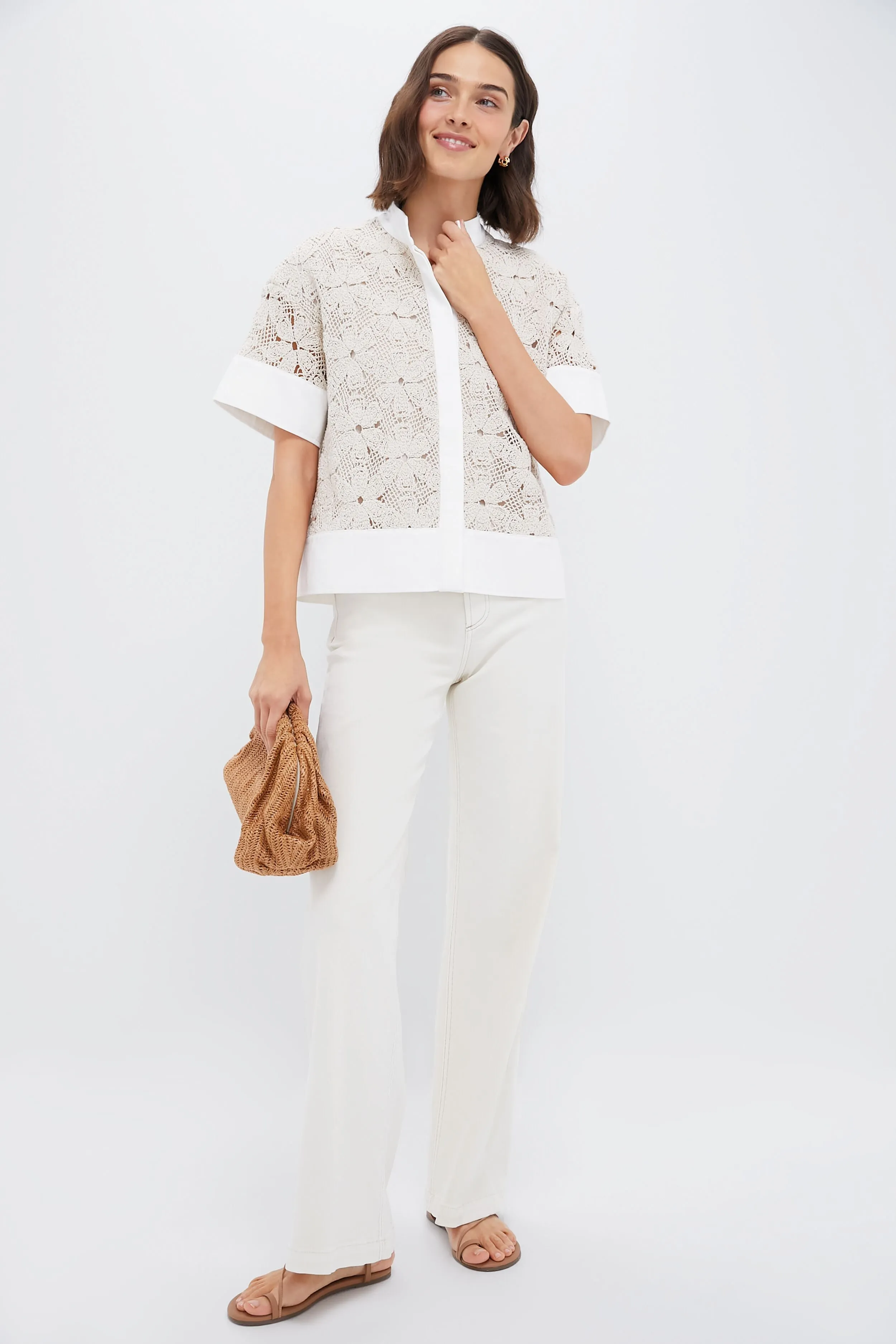 Tan Crochet Sofia Shirt