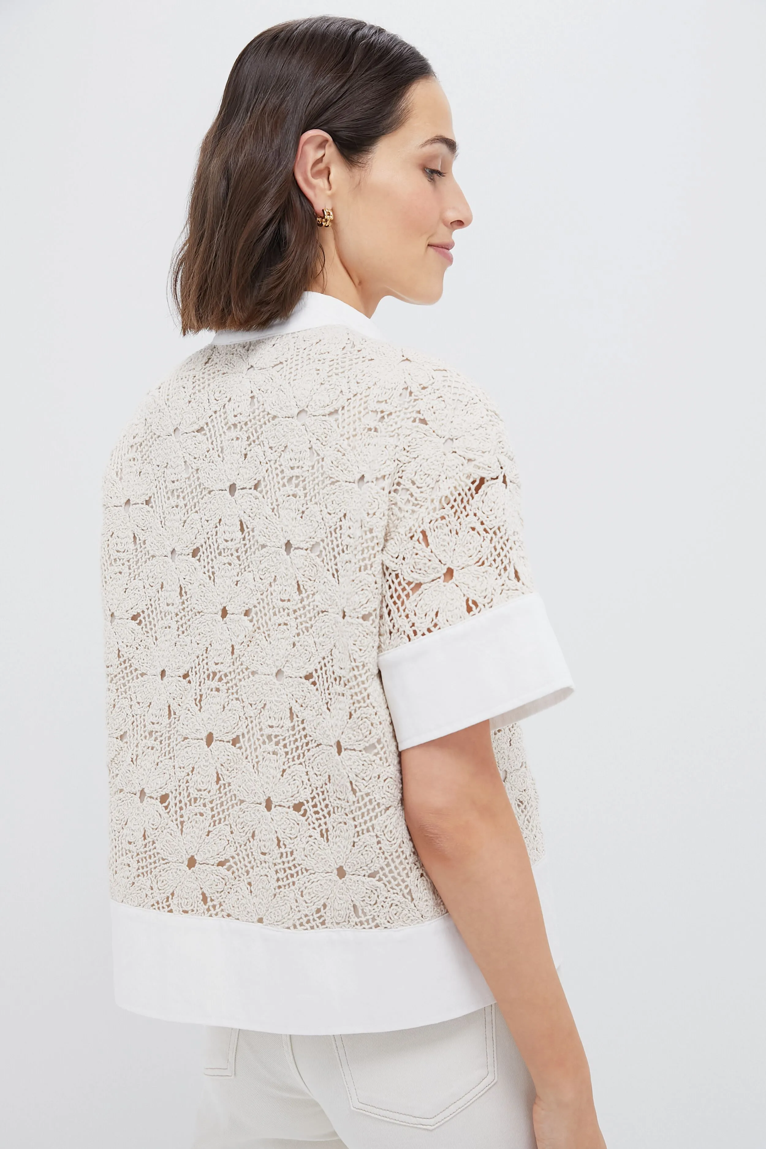 Tan Crochet Sofia Shirt