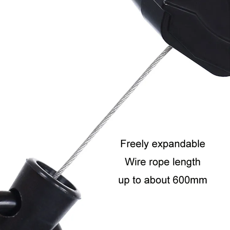 Telescopic High Resilience Steel Wire Rope Metal Anti-theft Buckle(Key Ring White Black)