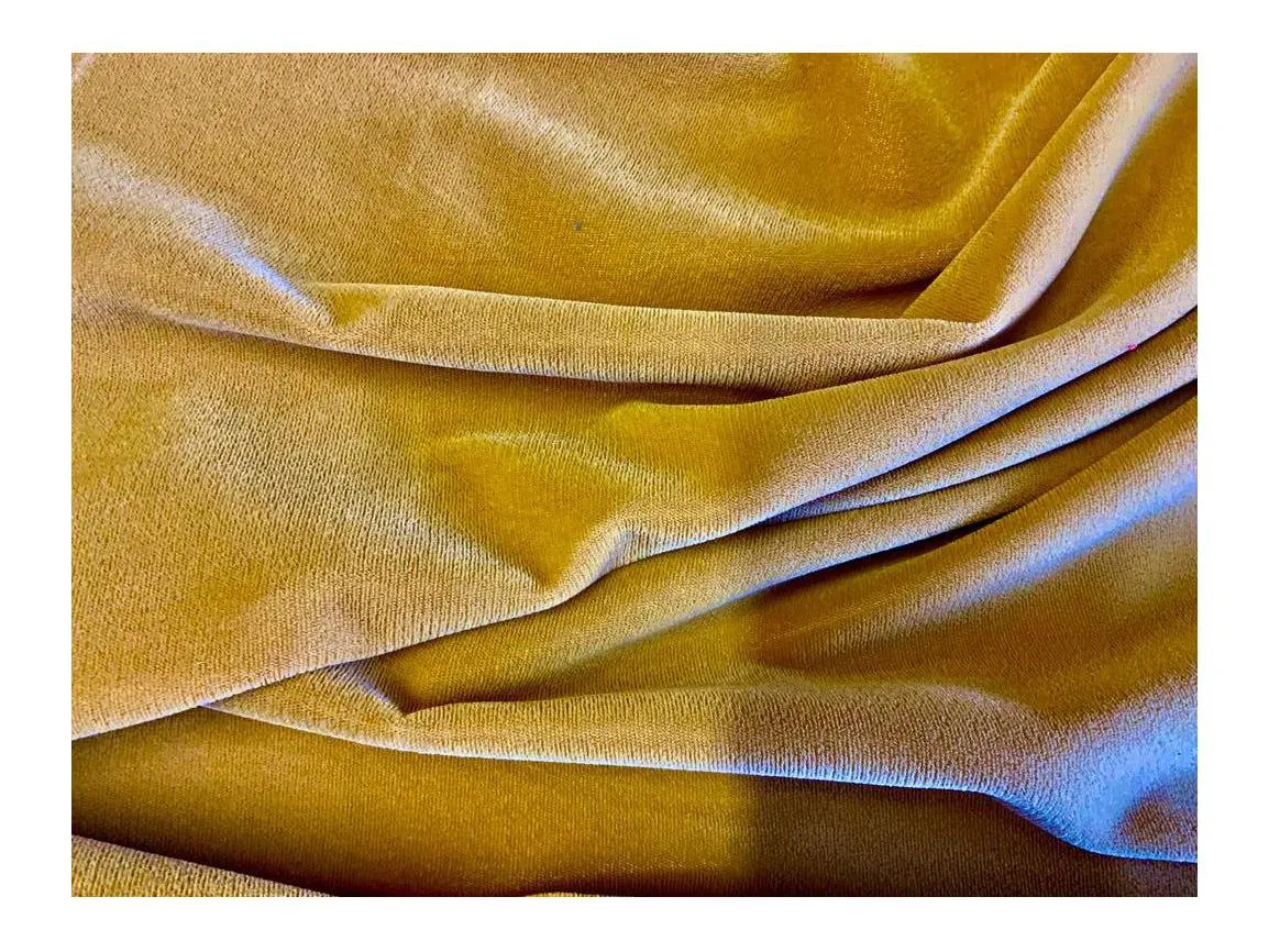 TRIPLE VELVET - GOLD Triple Velvet  Fabric -  Mustard Yellow - 112 cms - 180 gsm