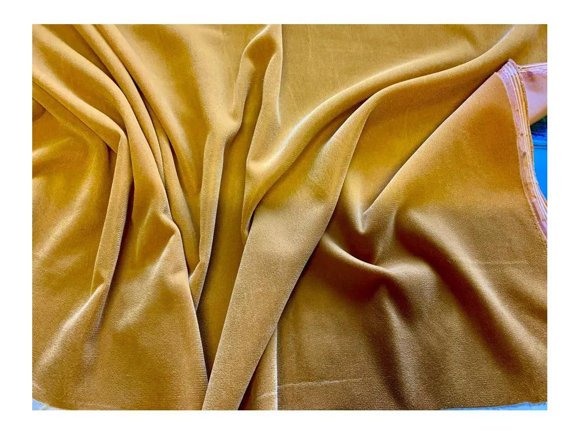 TRIPLE VELVET - GOLD Triple Velvet  Fabric -  Mustard Yellow - 112 cms - 180 gsm
