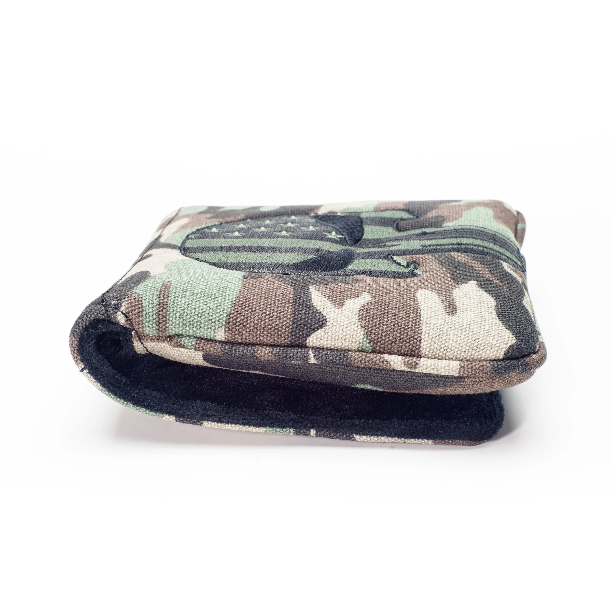 US Flag Punisher Skull High-MOI Mallet Putter Magnetic Headcover, RH, Camouflage Canvas