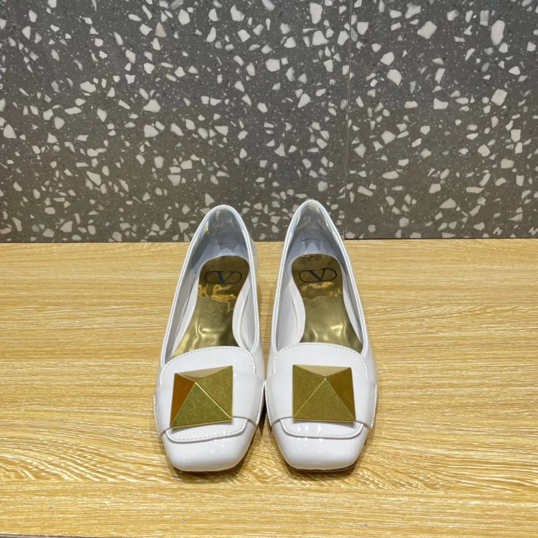 Valentino Garavani One Stud Patent Ballet Flats White For Women