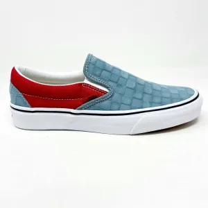 Vans Classic Slip On (Deboss Checkerboard) Grey Red Womens Casual Shoes