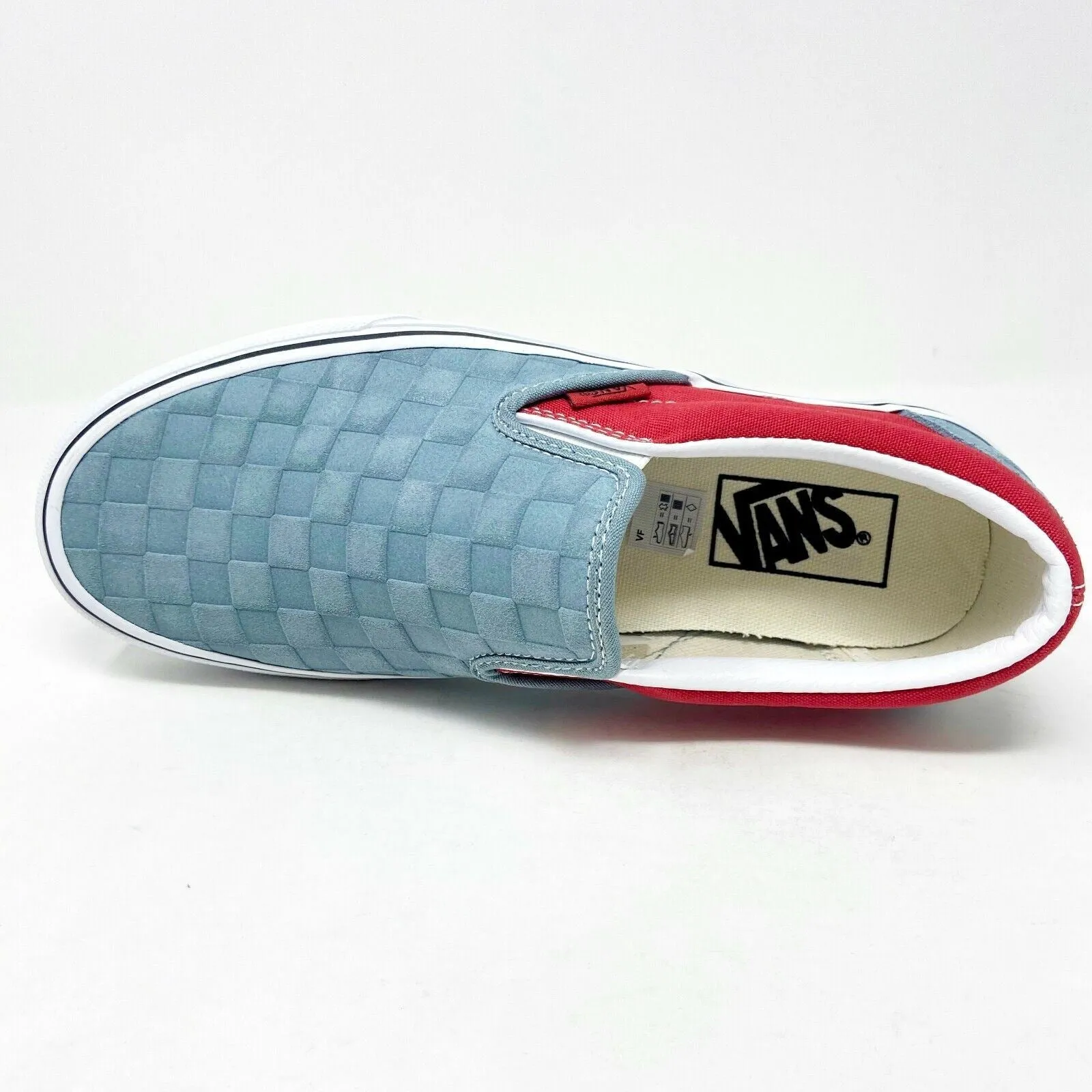 Vans Classic Slip On (Deboss Checkerboard) Grey Red Womens Casual Shoes