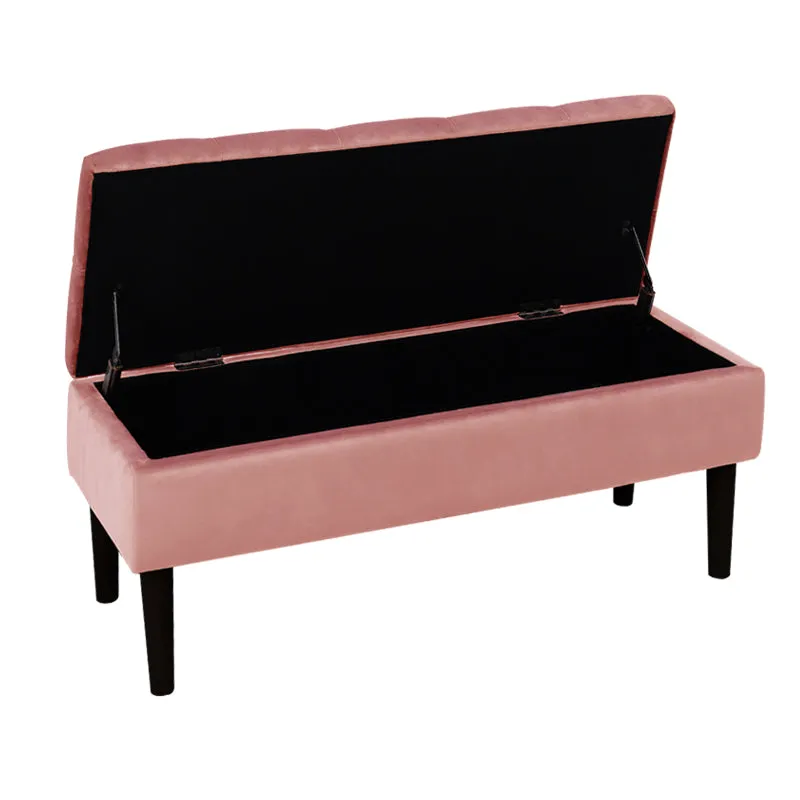 Velvet Ottoman Storage Bench Wooden Storage Box Footstool
