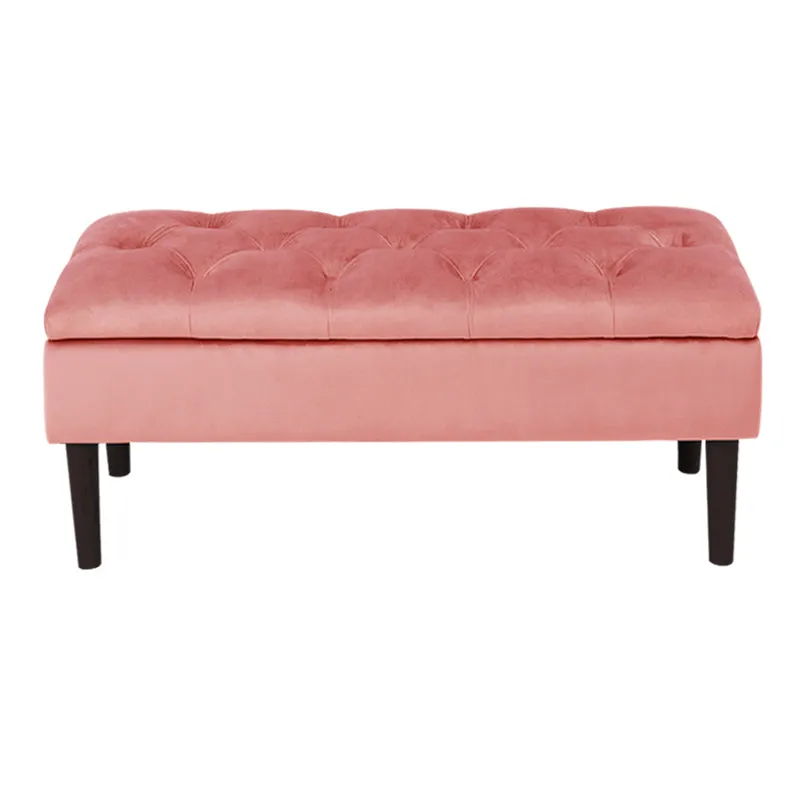 Velvet Ottoman Storage Bench Wooden Storage Box Footstool