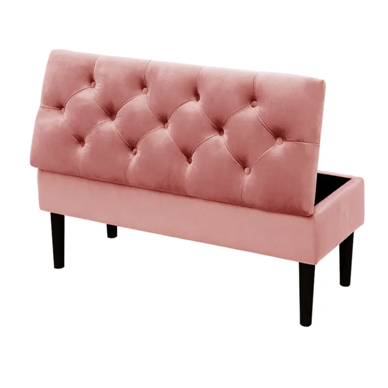 Velvet Ottoman Storage Bench Wooden Storage Box Footstool