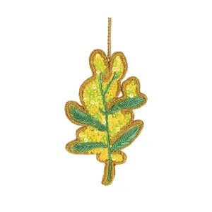 Vixen & Velvet Golden Wattle Sequin Ornament Yellow 14cm