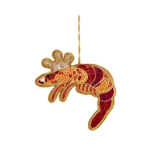 Vixen & Velvet King Prawn Sequin Hanging Tree Decoration