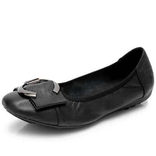 Women Leather Flat Loafers Shoes
