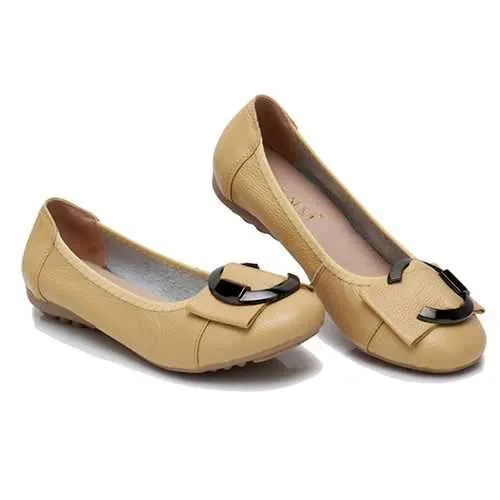 Women Leather Flat Loafers Shoes