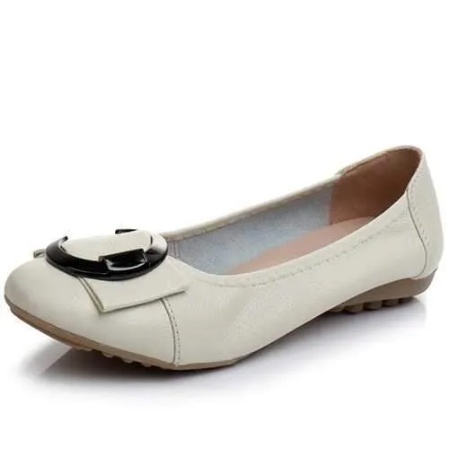Women Leather Flat Loafers Shoes