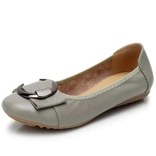Women Leather Flat Loafers Shoes