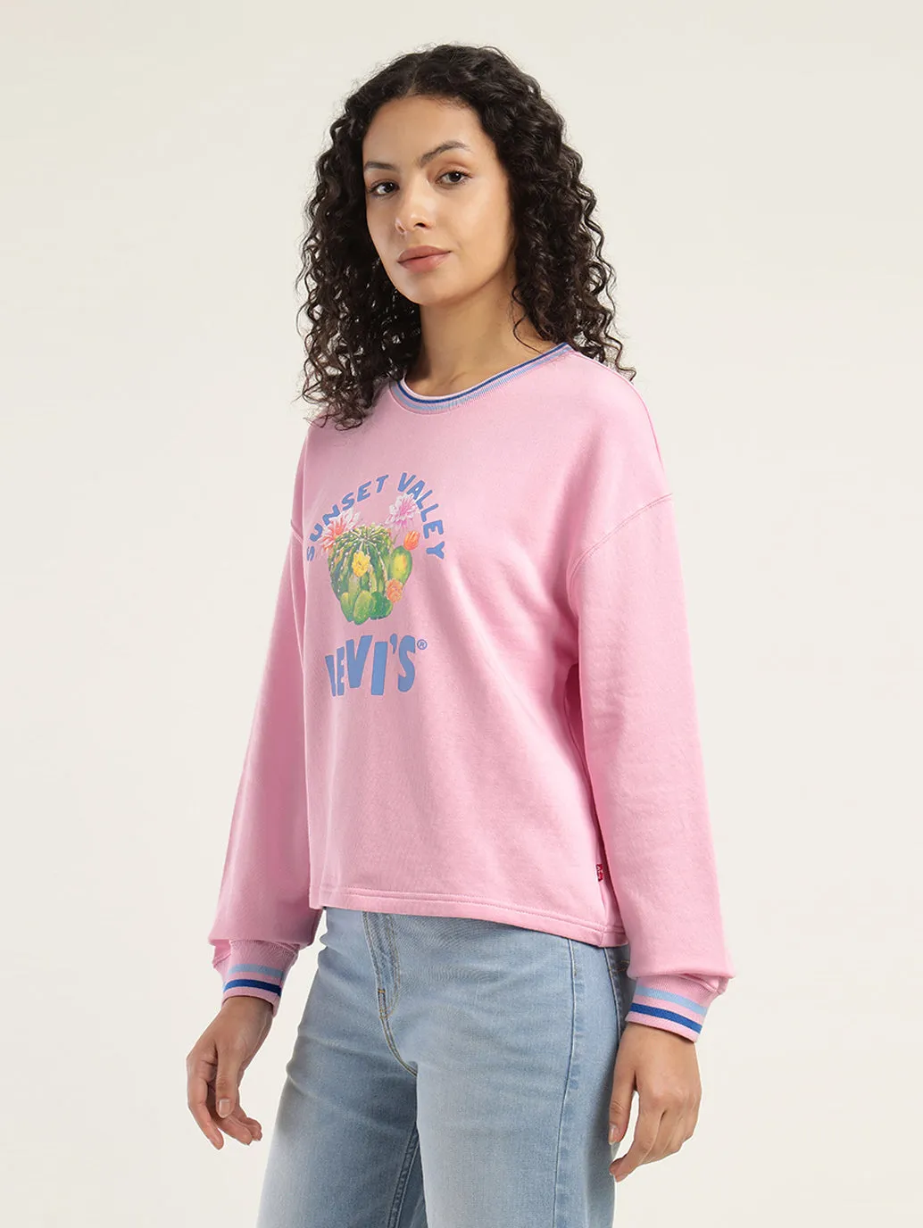 Women's Solid Lilac Crew Neck Sweatshirt